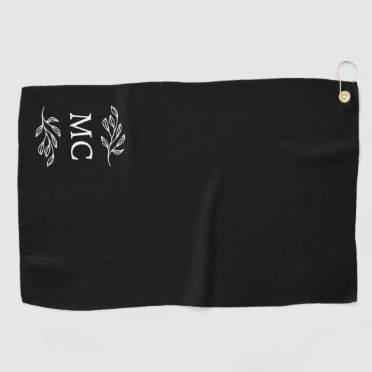 Personalized Monogram Initials Botanical Leaf Golfhanddoek (Horizontaal)