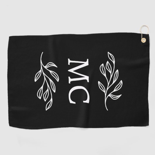 Personalized Monogram Initials Botanical Leaf Golfhanddoek (Horizontaal)