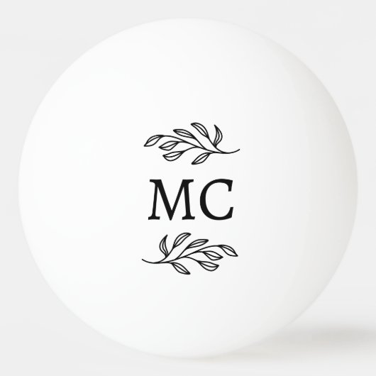 Personalized Monogram Initials Botanical Leaf Pingpongballen (Achterkant)