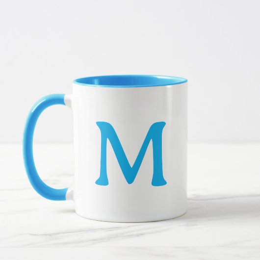 Personalized Monogram Modern Blue White Mug (Gauche)