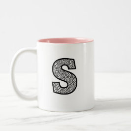 Personalized Monogram Mug  Minimalist Letter O Pat Tweekleurige Koffiemok