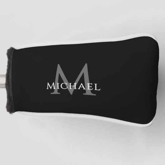 Personalized Monogram Name Initial Black Gray Golfheadcover (Voorkant)