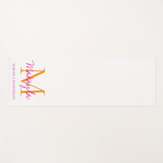 Personalized Monogram Pink Script Name Yogamat (Voorkant (horizontaal))