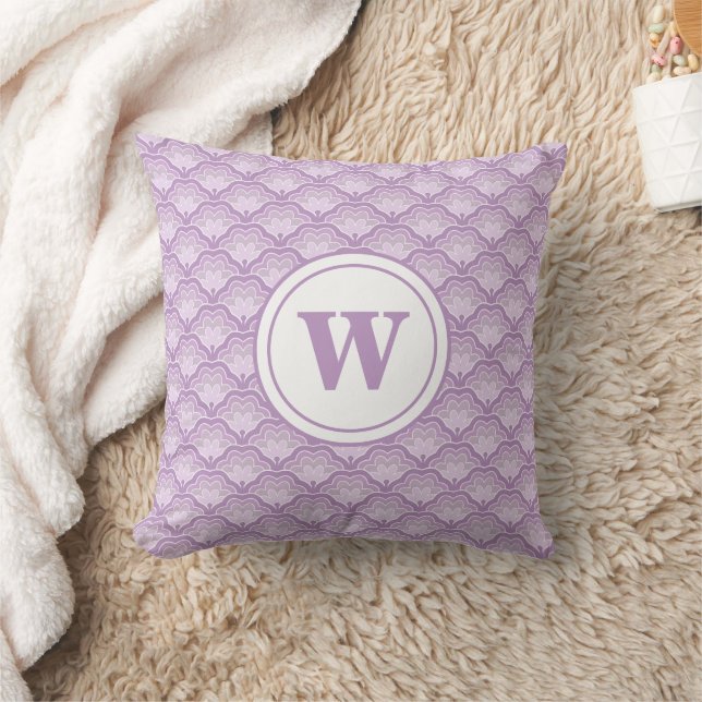 Personalized Monogram Purple Floral Pattern Kussen (Deken)