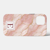 Personalized Monogram Rose Quartz Gold Case-Mate iPhone Case (Achterkant (horizontaal))
