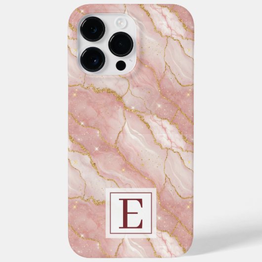 Personalized Monogram Rose Quartz Gold Case-Mate iPhone Case (Achterkant)