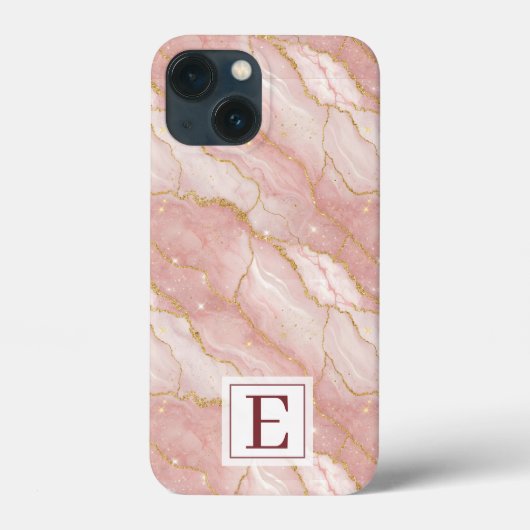Personalized Monogram Rose Quartz Gold Case-Mate iPhone Case (Achterkant)