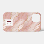 Personalized Monogram Rose Quartz Gold Case-Mate iPhone Case (Achterkant (horizontaal))