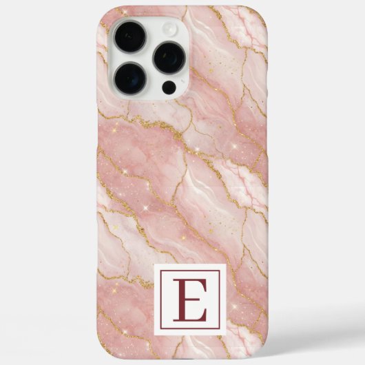 Personalized Monogram Rose Quartz Gold Case-Mate iPhone Case (Achterkant)