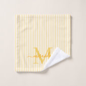 Personalized Monogram Yellow & White Stripes (Gant de toilette)