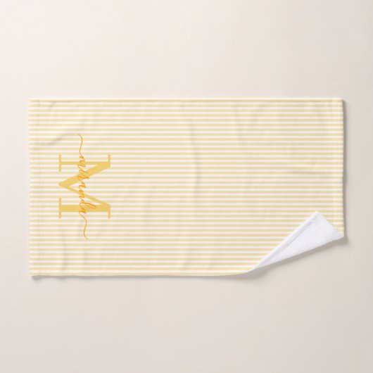 Personalized Monogram Yellow & White Stripes (Serviette à main)