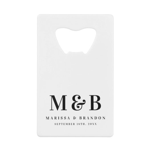 Personalized Monogrammed Initials Wedding Favors Kredietkaart Flessenopener (Voorkant)