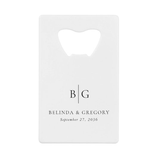 Personalized Monogrammed Initials Wedding Favors Kredietkaart Flessenopener (Voorkant)