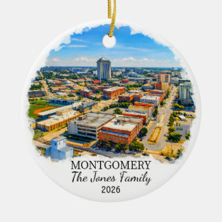 Personalized Montgomery Ornament, Custom Alabama Keramisch Ornament