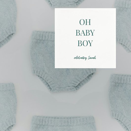 Personalized Moody Blue-Green Baby Boy Shower Servet