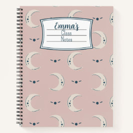 Personalized Moon Pattern Spiral Notebook 8.5x11 Notitieboek