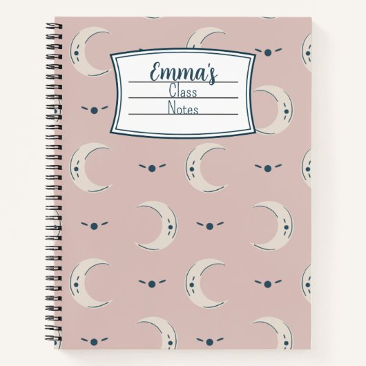 Personalized Moon Pattern Spiral Notebook 8.5x11 Notitieboek (Voorkant)