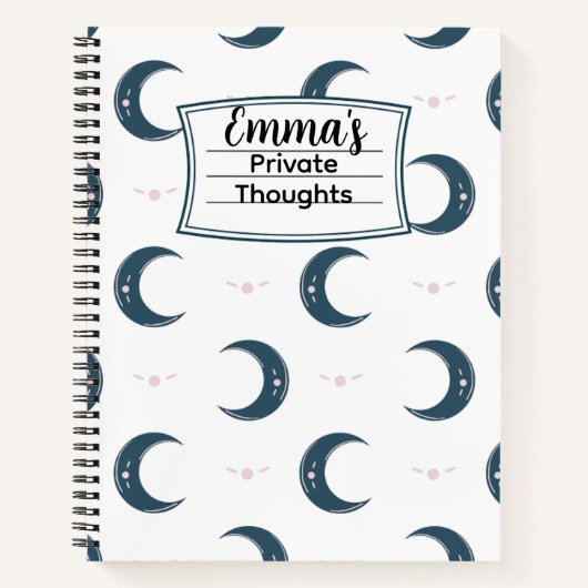 Personalized Moon Pattern Spiral Notebook 8.5x11 Notitieboek (Voorkant)