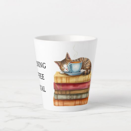 Personalized Morning Coffee Cat Ritual Cozy Latte Mok (Voorkant)