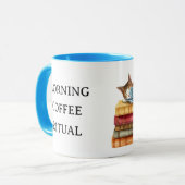 Personalized Morning Coffee Cat Ritual Cozy Mok (Voorkant links)