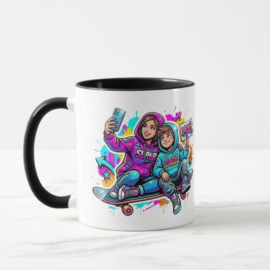Personalized Mother & Son Graffiti Art Coffee Mug (Gauche)