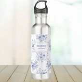 Personalized Mothers Day Blue Flowers Floral Waterfles