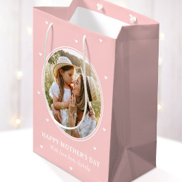 Personalized Mother's Day Photos Cute Pink White Medium Cadeauzakje