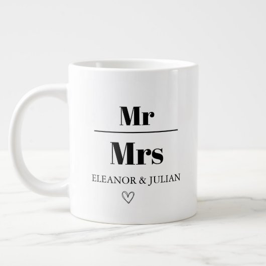 Personalized Mr and Mrs Mug Custom Couple Name Wed (Gauche)