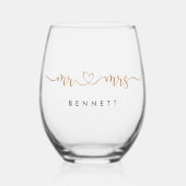 Personalized Mr And Mrs Script Name Wijnglas Zonder Voet (Voorkant)