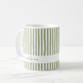 Personalized Mrs Mug Green Striped Coffee Mug (Devant gauche)