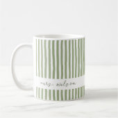 Personalized Mrs Mug Green Striped Coffee Mug (Gauche)