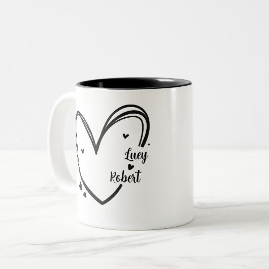 Personalized mug for couples with names  (Devant gauche)