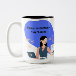 personalized mug to celebrate the accountant tweekleurige koffiemok