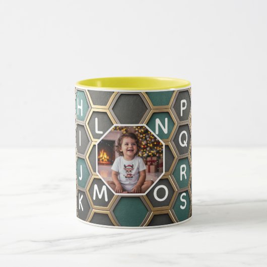 Personalized Mug with Custom Kid Photo A-Z letters (Centre)