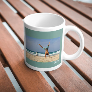 Personalized mug with photo, text and year koffiemok