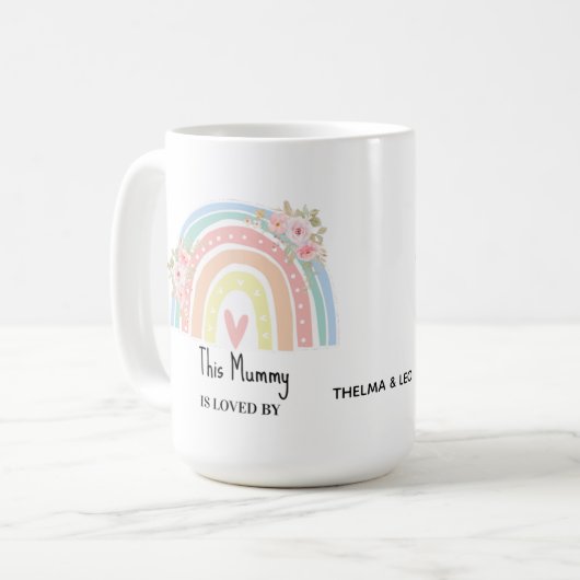 Personalized Mum's Rainbow & Floral Mug (Devant gauche)
