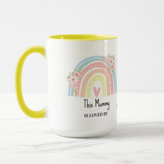 Personalized Mum's Rainbow & Floral Mug (Gauche)