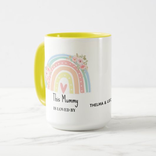 Personalized Mum's Rainbow & Floral Mug (Devant gauche)