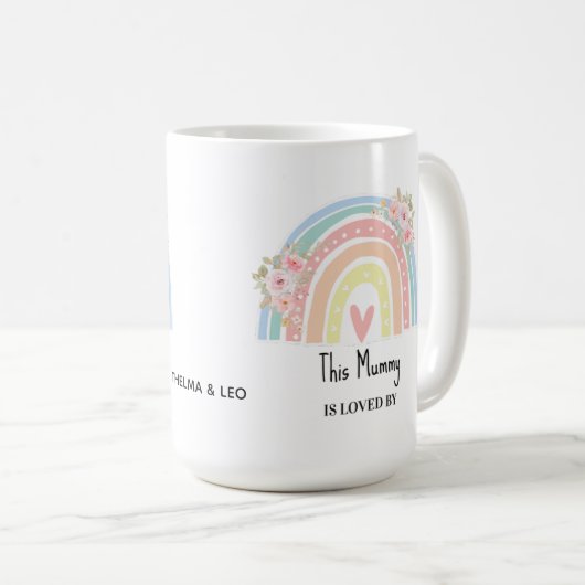 Personalized Mum's Rainbow & Floral Mug Koffiemok (Voorkant rechts)