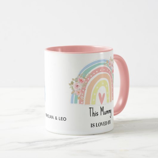 Personalized Mum's Rainbow & Floral Name Mug (Devant droit)