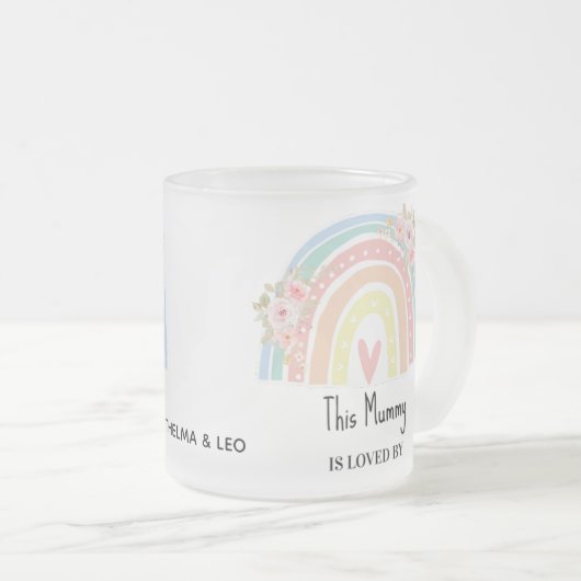 Personalized Mum's Rainbow & Floral Name Mug (Devant droit)