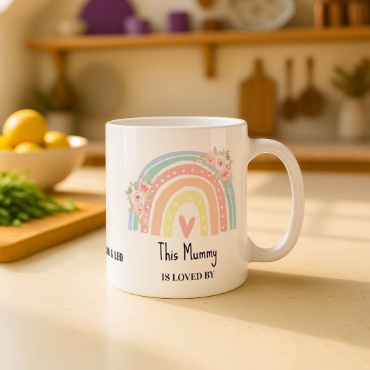 Personalized Mum's Rainbow & Floral Name Mug
