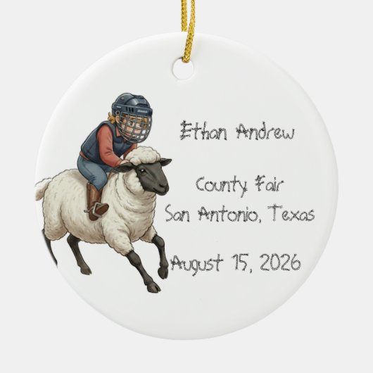 Personalized Mutton Bustin Boy  Keramisch Ornament (Voorkant)