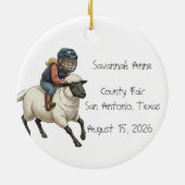 Personalized Mutton Bustin Rodeo Girls Keramisch Ornament (Achterkant)
