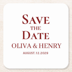 PERSONALIZED NAAM STIJLVOOL SIMPEL SAVE THE DATES VIERKANTE KARTONNEN ONDERZETTER