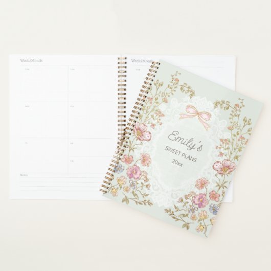 Personalized Name 2026 Weekly Monthly Floral  (Devant avec enveloppe)