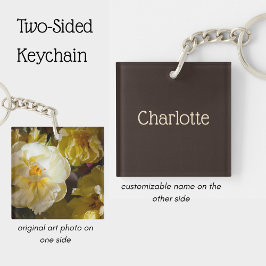 Personalized name and Flower Photo Sleutelhanger
