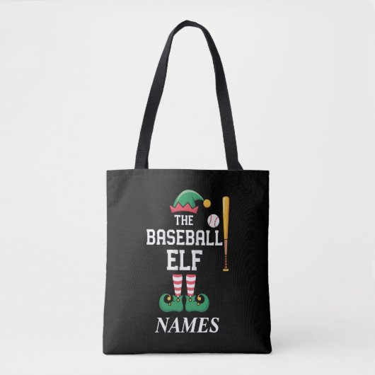 Personalized Name Baseball Elf Family Matching  Draagtas (Voorkant)