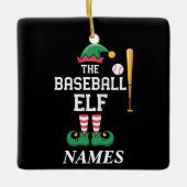 Personalized Name Baseball Elf Family Matching  Keramisch Ornament (Voorkant)