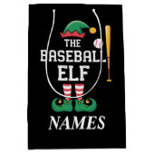 Personalized Name Baseball Elf Family Matching  Medium Cadeauzakje (Voorkant)